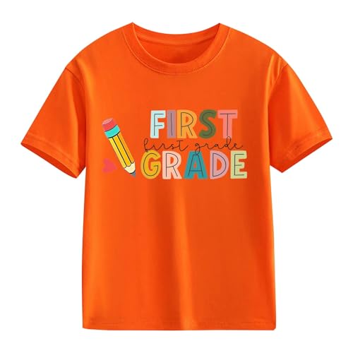 First Grade Short Sleeve Shirt for Girls Boys, Kids Unisex School Day Clothes, Retro First Day of School Comfy Shirt2