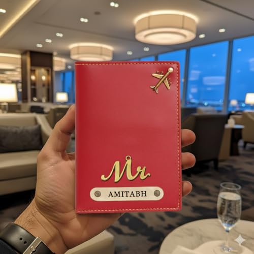 Image of Personalised PU Leather Passport Cover with Name | Customized Passport Holder & Card Organizer | Stylish Unisex Travel Wallet & Gift for Men & Women - Premium Gift Edition