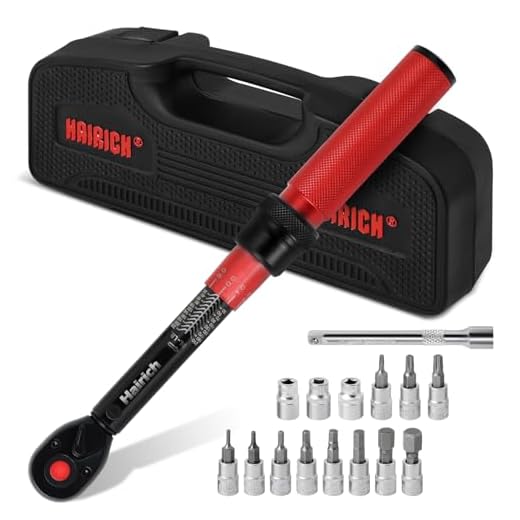 Hairich 1/4-Inch Drive Click Torque Wrench Set,2.3-24.9 N.M/20-220IN.LB, Bike Torque Wrench Set,16PCS 72-tooth Torque Wrenches Set with Extension Bar & Socket Sets for Bicycle