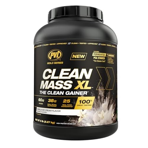 PVL Gold Series – Clean Mass XL – The Clean Muscle Mass Gainer – 5 LB – Vanilla Ice Cream