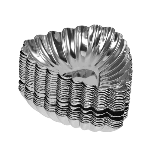 PRETYZOOM 20Pcs Stainless Steel Decorative Egg Tart and Muffin Baking Compact for Home Kitchen Bakery and Restaurant Use