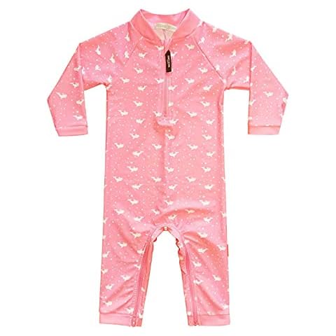 weVSwe Baby Cut Whale Swimsuit Pink Rash Guards Sun Protection Infant Girls Bathing Suit Easy Diaper Changes 18-24 Months Cover