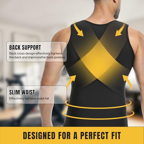 Mens Compression Zipper Vest,Gynecomastia Tummy Control Shirt,Back Support Shapewear Slimming Undershirt3