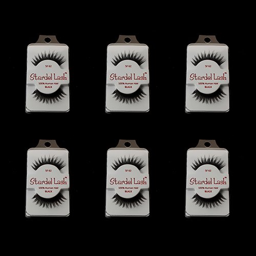 6 Pairs Stardel #62 100% Human Hair False Eyelashes Like Ardell Red Cherry Lashes