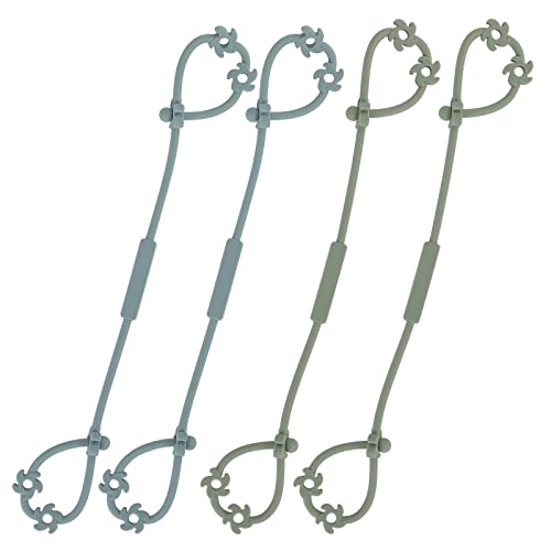 Image of Toy Safety Straps, Food Grade Silicone Pacifier Clips Sippy Cup Strap Stretchable Adjustable for Strollers, High Chair, Cribs, Hanging Baskets, 4 Pack (Sage x2 / Ether x2)