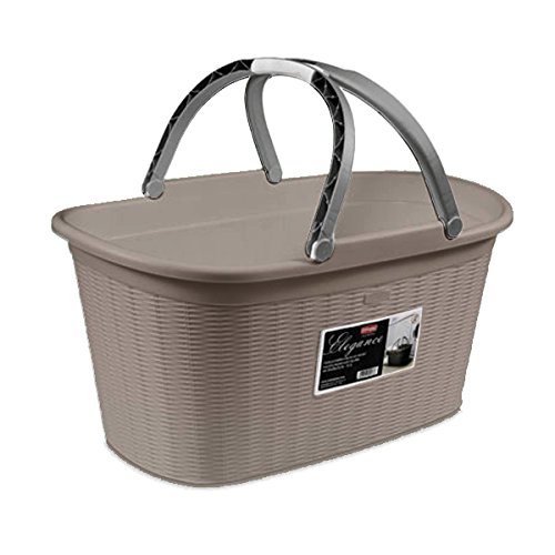 Stefanplast Panier à linge avec poignées, modèle Elegance, aspect tressé, 35 L, taupe