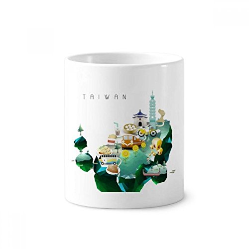 Tasse blanche Taiwan imprimée pour organiser vos pinceaux et stylos sur un bureau élégant