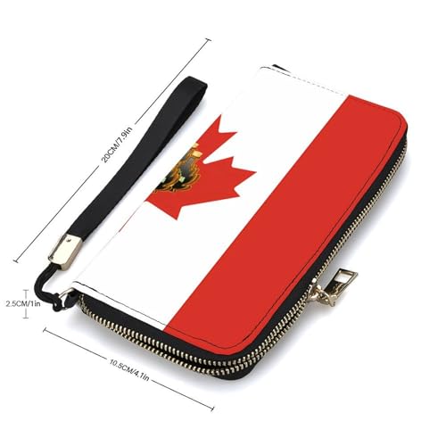 Canada Maple Syrup Canadian Flag Women's Leather Clutch Wallet with Zip Card Holder Hand Strap Large Capacity2