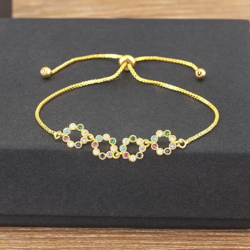 Bracelet triangle de mode en zircon chaîne plaquée or réglable de luxe