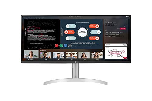 LG 34WN650-W - 34 インチ ウルトラワイド モニター、IPS パネル 2560x1080、75Hz、5 ms、1000:1、400nit、sRGB 99%、21:9、HDMI、DisplayPort、AMD FreeSync テクノロジー、調整可能なチルト、ホワイト