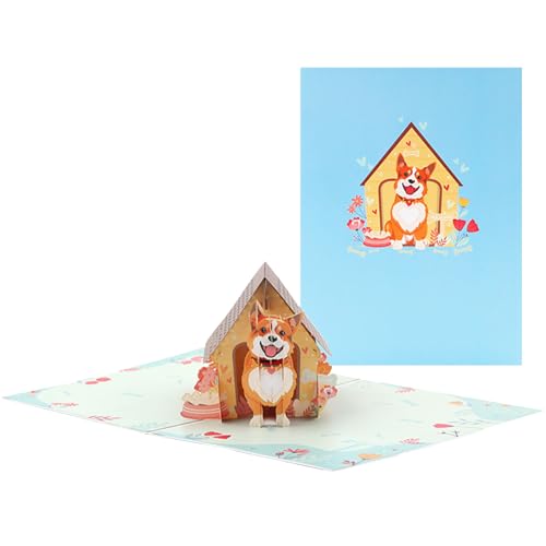 Corgi Surprise|bvAbvJ[h - 3DÂqADƃO[eBOJ[h - bZ[W{[^Oƕ(7.8C`×5.9C`)