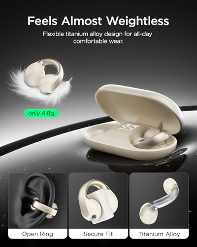TALIX X7 Bluetooth 6.0 Open-Ear Clip-On Wireless Earbuds w/ Digital Display (Black or White) - image 3