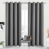 JSFLY Blackout Curtains for Bedroom Thermal Insulated Light Blocking Room Darkening Curtains Solid Grommet Window Drapes for Living Room, Set of 2 Curtain Panels 52 W x 84 L inch Long Dark Gray