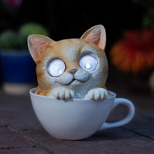 Cat-in-Cup-Solar-Garden-Decorations-Figurine-Outdoor-LED-Decor-Figure-Light-Up-Decorative-Statue-Accents-for-Yard-Patio-Lawn-or-Deck-Great-Housewarming-Gift-Idea-Brown-1-Pack Cat in Cup Solar Garden Decorations Figurine Outdoor LED Decor Figure Light Up Decorative Statue Accents for Yard Patio Lawn or Deck Great Housewarming Gift Idea Brown 1 Pack