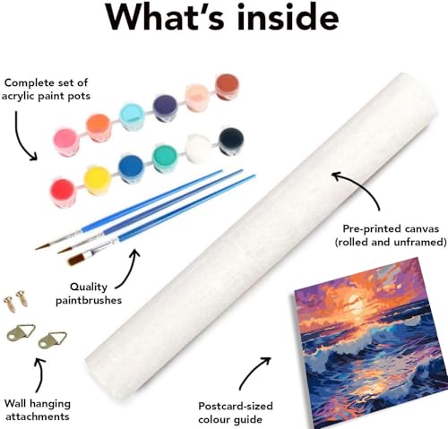 Image of Clendo Beach Paint by Numbers Kit for Adults Beginner, Colorful Seaside Painting by Number on Canvas, DIY Acrylic Sunset Adult Paint by Number Kits for Home Decor Gift 16x20 Inch