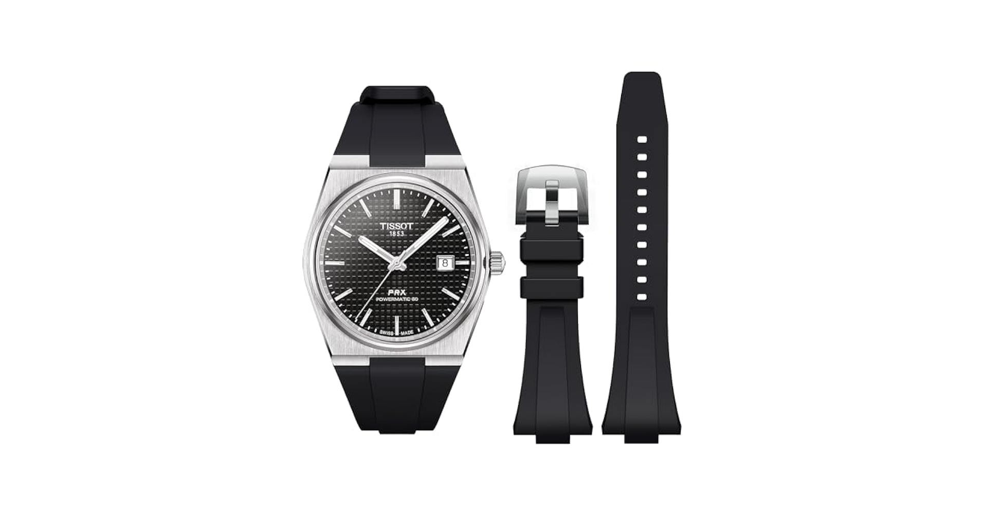 TISSOT PRX 35mmブラック レザーバンド Tissot Official Black PRX 35mm Leather Strap | Tissot