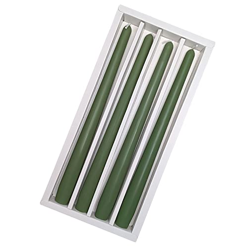 10″ Taper Candles, Set of 4, Cedar Scented, Forest Green