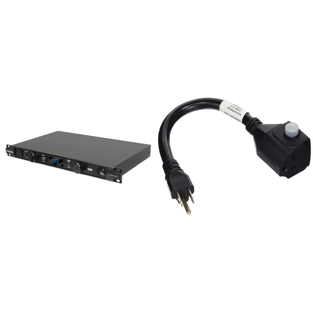Furman PL-PRO DMC 20 Amp Power Conditioner with Voltmeter/Ammeter and Furman ADP-1520B Power Adapter - Black