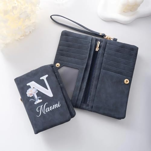 Getname Necklace Portefeuille Personnalisé Femme avec Fleur de Naissance et Prénom Gravé - Porte-Monnaie, Portefeuille Femme Emplacements Cartes Poche Monnaie Maman Anniversaire Noël Fête des Mères – vue 2