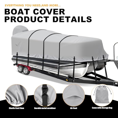 Boat Cover Support Bars Set of 2, Aluminium Telescopic Boat Cover Support System with Webbing and Weight Bag for 21-24ft Pontoon Boat Cover Gray