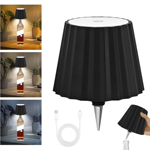 HEYIDAMAI Lámpara de botella LED recargable, lámpara de botella para enchufar, lámpara táctil regulable en 3 colores para botellas, lámpara de cuello de botella, lámpara de botella inalámbrica,