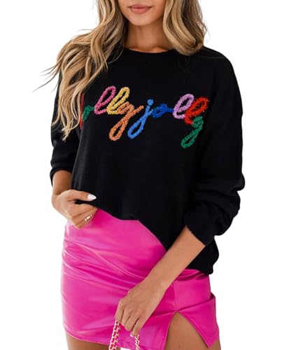 Image of SELINK Women's Holiday Sweater Crew Neck Print Casual Long Sleeve Pullover