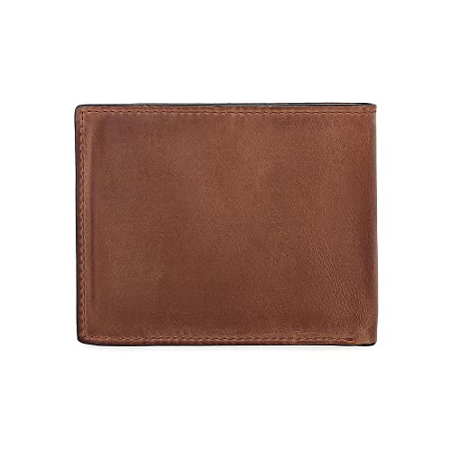 Image of Fossil Men's Wallet, Derrick Leather RFID-Blocking Wallet, Bifold with Coin Pocket, Brown