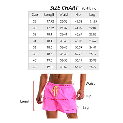 Ynimioaox Men's Swim Trunks Quick Dry Beach Shorts Swimwear Bathing Suit With Mesh Lining (A16-Pink, 30) #TOP4