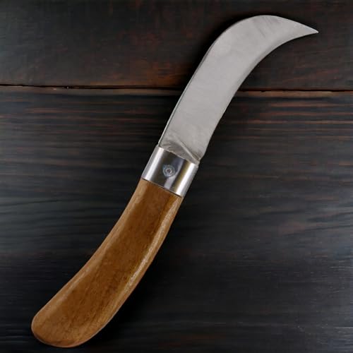 Plastik Saplı Çelik Aşı Bıçağı, Eğri Uçlu Bağ, Ağaç Budama Aşı Çakısı, 220 mm