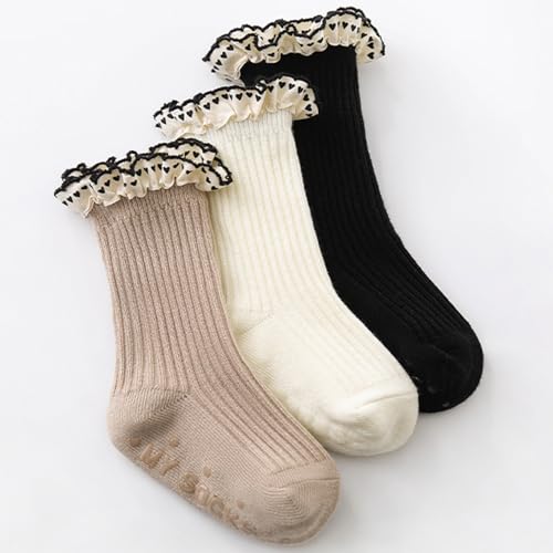 Baby Girls Vintage Frilly Ankle Crew Socks Toddler Lace Plaid Ribbed Dress Socks4