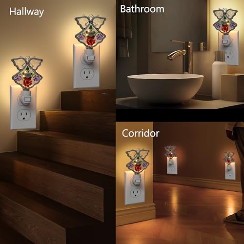 Image of KY&BOSAM Angel Sister Night Light Flower in Glass with Metal Trim Sister Heart Night Light Nursery Bedroom Bathroom Decorative Accent Lite Elegant Home Decoration, Guardian Butte