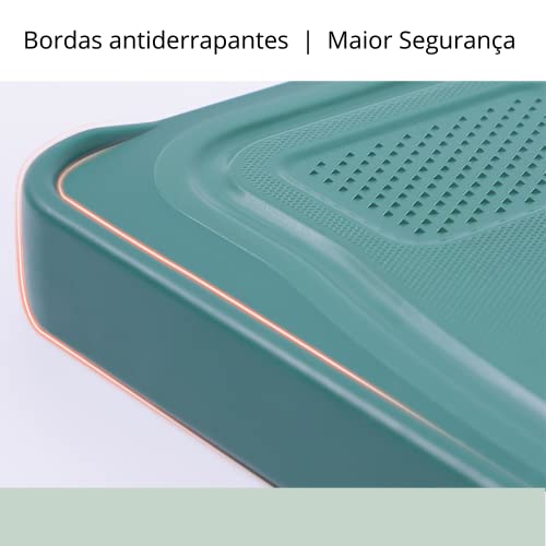 Tábua de corte 2 em 1 Inox e Plástico antibacteriano com suporte vertical