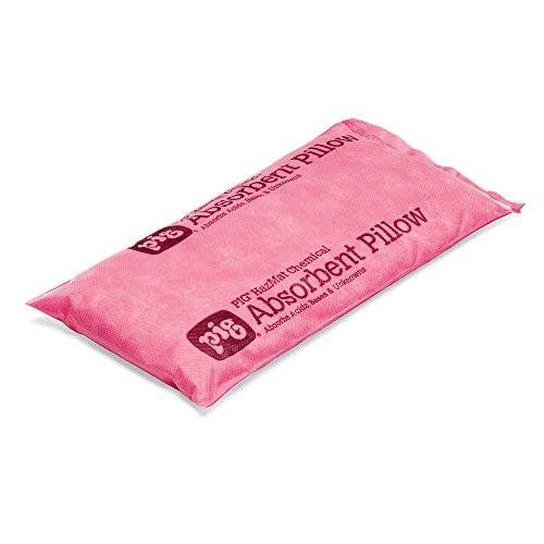 Image of Pig PIL307 Hazmat Chemical Polypropylene Skin Absorbent Pillow, 76 oz Absorbency, 17 inch Length x 8 inch Width x 2-1 /2 inch Height, Pink (Box of 10)