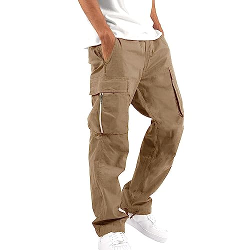 Pantalones cargo para hombre, ligeros, de corte regular, pantalones de jogging, pantalones de ocio, pantalones de trabajo, holgados, informales, cargo con bolsillos, pantalones deportivos vintage