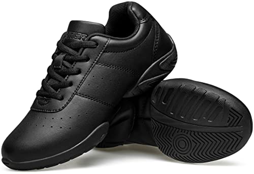Baxinier Girls White Cheerleading Dance Shoes Athletic Training Tennis Breathable Youth Competition Cheer Sneakers - Black 1 Little Kid #TOP5