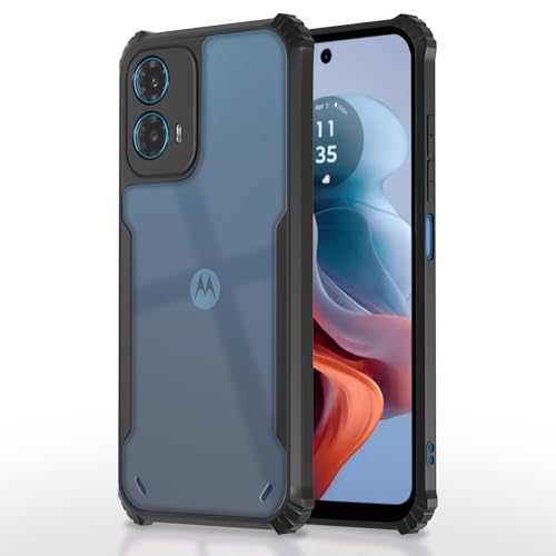 Image of Outlouders Back Cover for Motorola Moto G34 / G45 5G| Ultra Hybrid Transparent | Full Camera Protection | Raised Edge | Crystal Clear Bumper Case(Black)