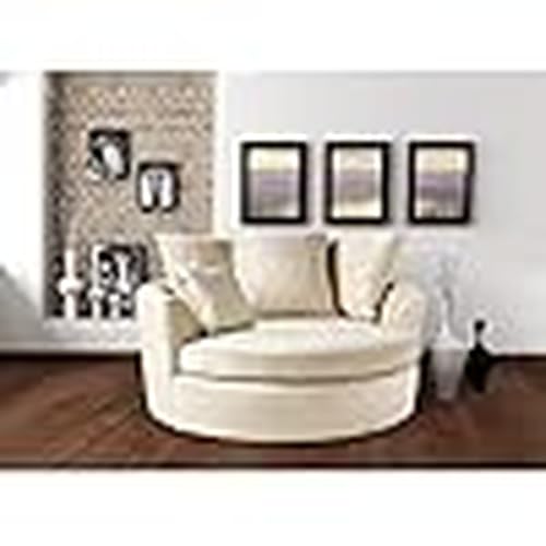Image of Moder Barrel Chair Accent | with Pillows Round Oversize Arm Cozy Club for Bedroom, Living Room, Lounge, Hotel & Office (Coffee)