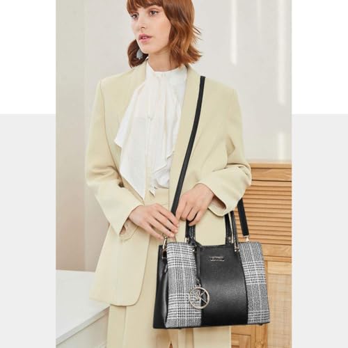 PU Leather Crossbody Handbag, Gold Hardware, Black - VINBAGGE 3 PU Leather Crossbody Handbag, Gold Hardware, Black - VINBAGGE - Image 3