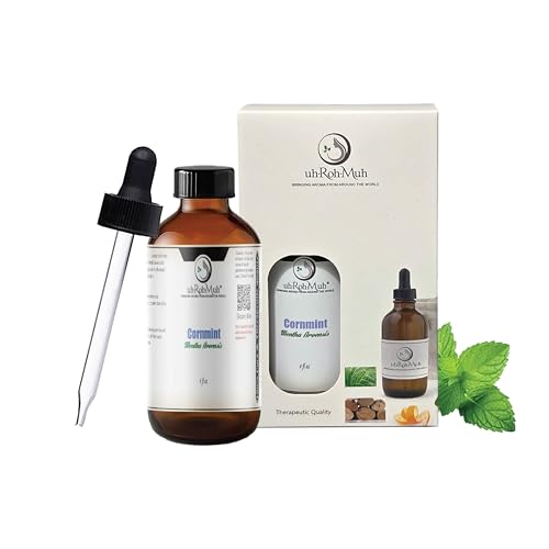 uh*Roh*Muh Cornmint Essential Oil - 100% Pure & Natural Essential Oil for Aromatherapy Home Essential Diffuser Oil Refreshing Minty Aroma for Aromatherapy and Skincare - Sourced from India - 4 Fl Oz