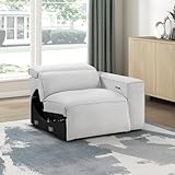 Lexicon Modular Sectional Sofa, Module for Sectional Couch, Right Side Power Reclining Chair, Power Headrest and Charging Ports, Track Arm, Zero Wall Hugger Recliner, Textured Microfiber Light Gray
