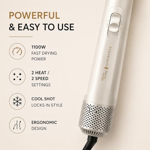 Image of Remington Shine Therapy Hair Dryer Brush 2.4 inch Oval Hot Air Brush Keratin Argan Oil Ionic Anti-Frizz Ceramic Volumizer 1100W Blowout Styler for Smooth Frizz-Free Salon Hair