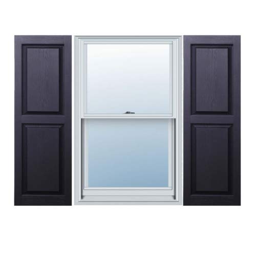 Exterior Solutions Vinyl Raised Panel Window Shutters, Black, 15x35 Pair