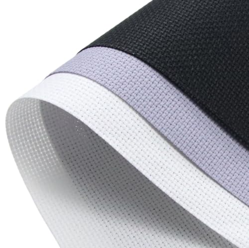 Image of KCS 3 pc of 15 inch x 18 inch(38cmx45cm) 14 Count Cross Stitch Cotton Aida Cloth Needlework Rolled Fabric Box,14CT,White+Light Steel Grey+ Black