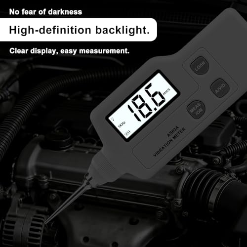 DewinLVD AS63A Digitales Schwingungsmessgerät, Schwingungsanalysator mit LCD-Display Messung von Beschleunigung Geschwindigkeit und Verschiebung Vibrationsmessgerät mit Hochpräzise Sonde