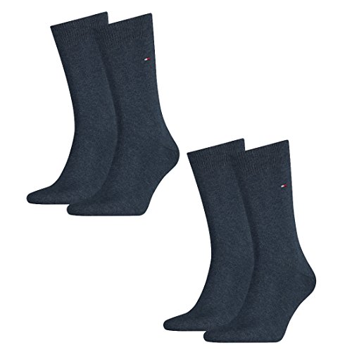 Tommy Hilfiger Classic - Chaussettes de Ville - Lot de 2 - À Logo - Homme - Bleu Marine - 39