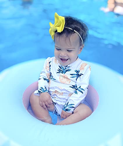 uideazone Baby Girls Rash Guard Swimsuit Long Sleeve One Piece Swimwear UPF 50+ Sun Protection for Toddler 0-24 Months3
