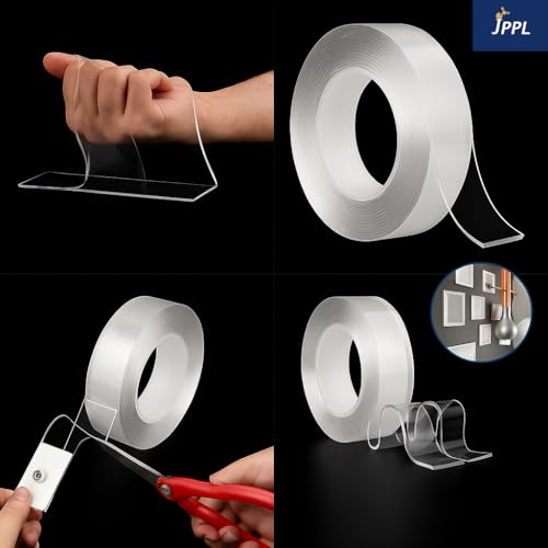 Image of Nano Tape 3 Meter | Clear Double-Sided Adhesive | 30 mm Width (2) | Clear Double-Sided Adhesive | Removable, Reusable, Waterproof Gel Grip | Strong Wall Mounting Tape for Home, Kitchen