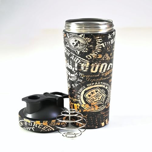 Image of Body Smith - ACTIVE WEAR & MORE Stainless Steel Protein Shaker Bottle - Leak Proof Gym Shaker with Mixing Ball, BPA Free, 750ml (Military Brown) (Brown)