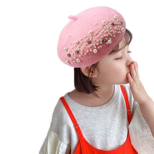 Winter Warm Baby Hat For Girls Wool Beret Hat Infant Toddler Girls Hat Autumn Cute Pearl Classic Girls Beanie 3-10Y, 5-Pink #TOP28