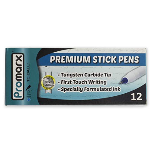 Promarx TC Ball Fine Stick Pen, 0.7 mm, Blue Ink, 12-Count